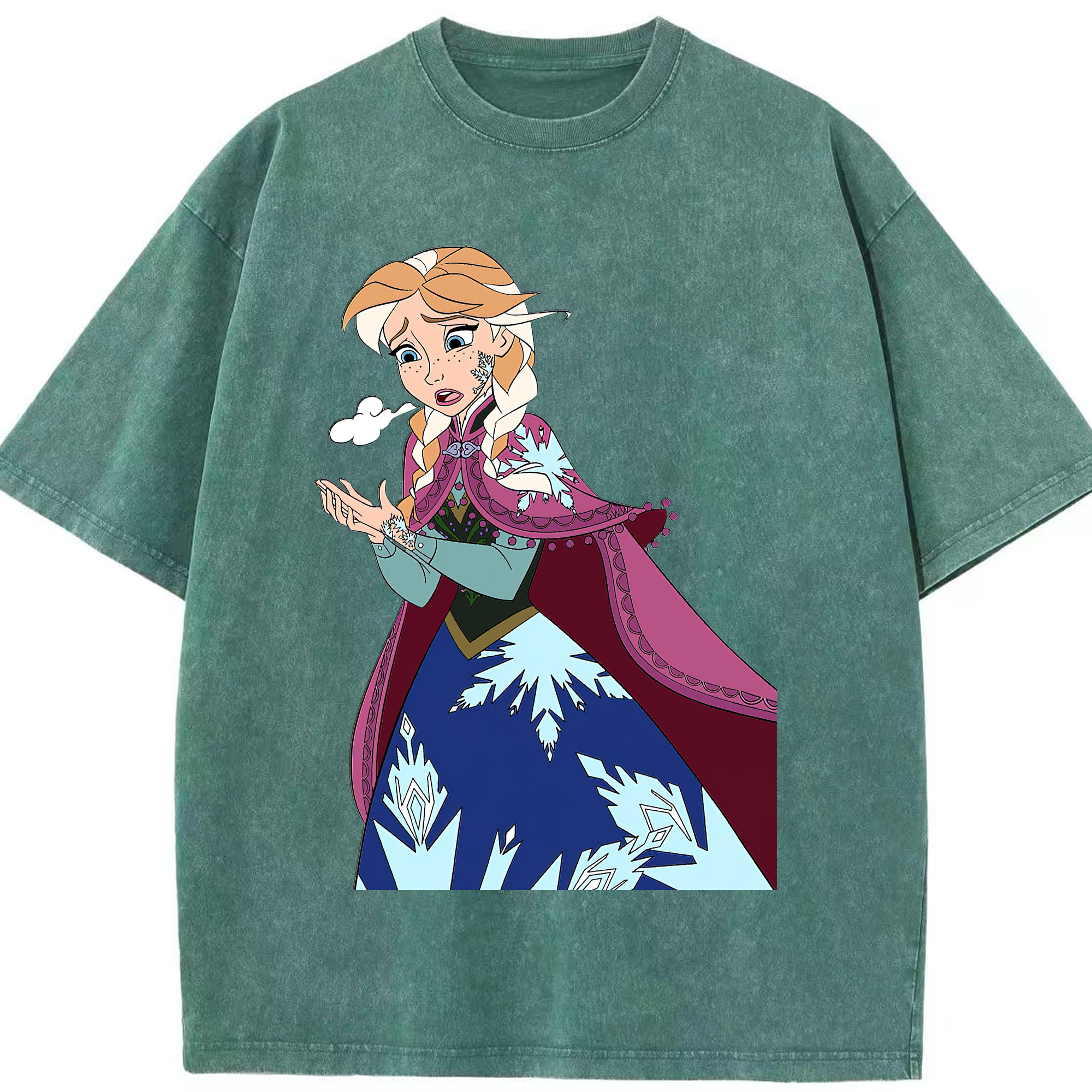 （画像用） アナと雪の女王 アンナ エルサ Frozen Anna Elsa 綿100% ヴィンテージ風 半袖Tシャツ（フロントプリント）